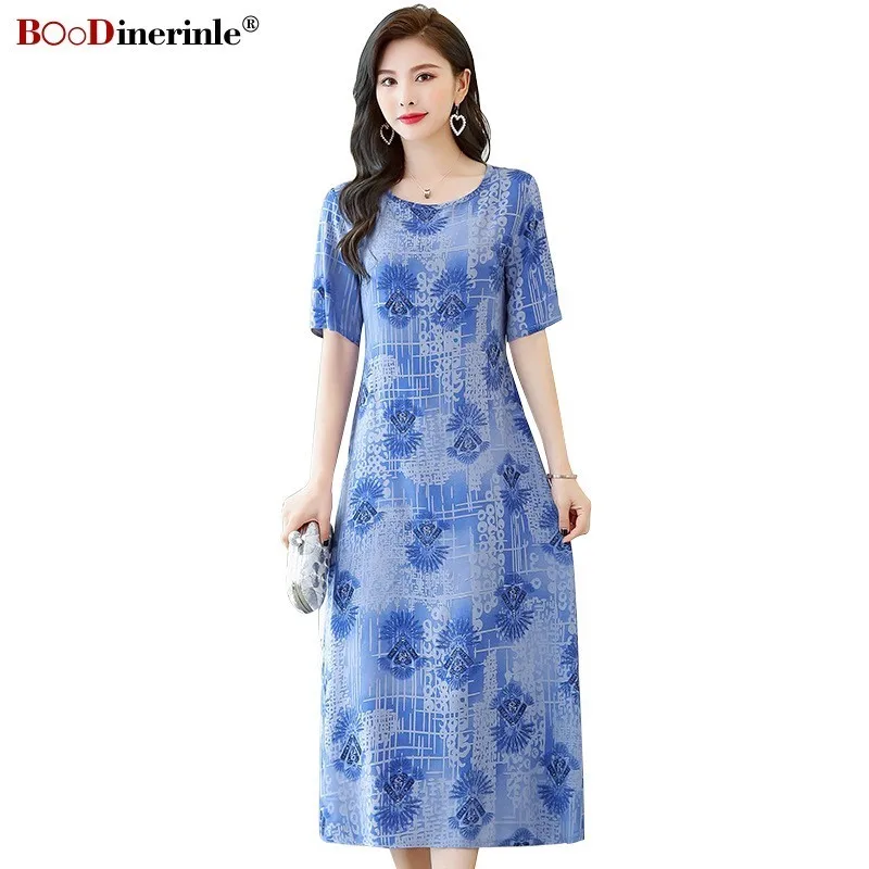 

BOoDinerinle Long Women Summer Dress 2019 Plus Size 5XL Elegant A-line Long Dress Women Party Print Maxi Casual Dress Women 2019