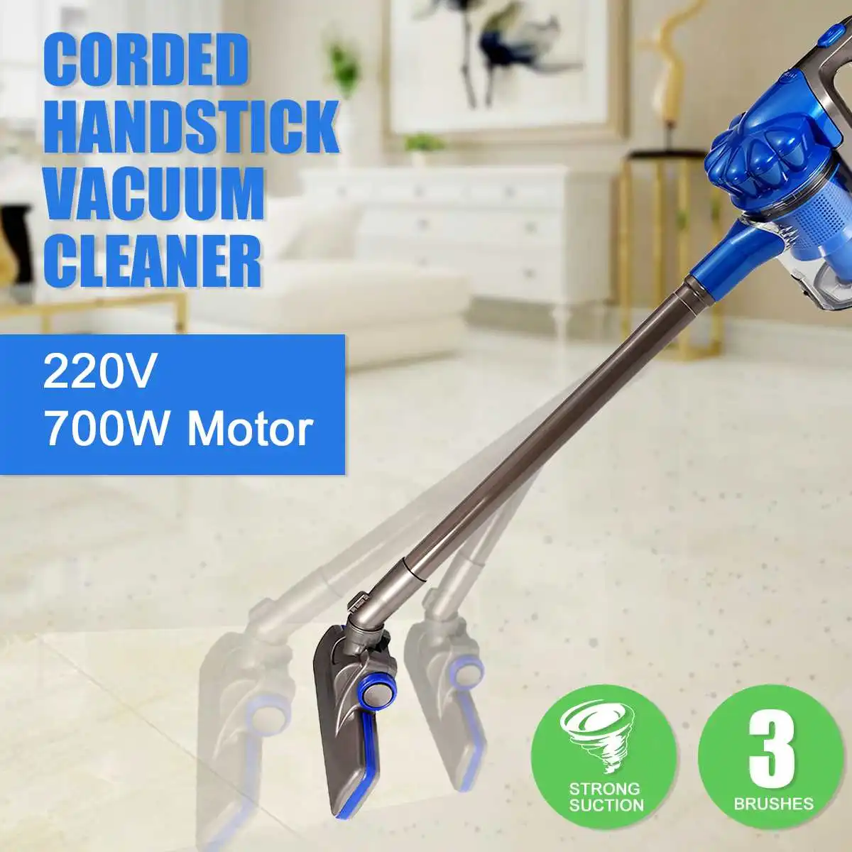 

700W 2 in 1 Handheld Bagless Stick Household Handstick Vacuum Cleaner Cleaning Brush Powerful Suction 220V Removable Washable