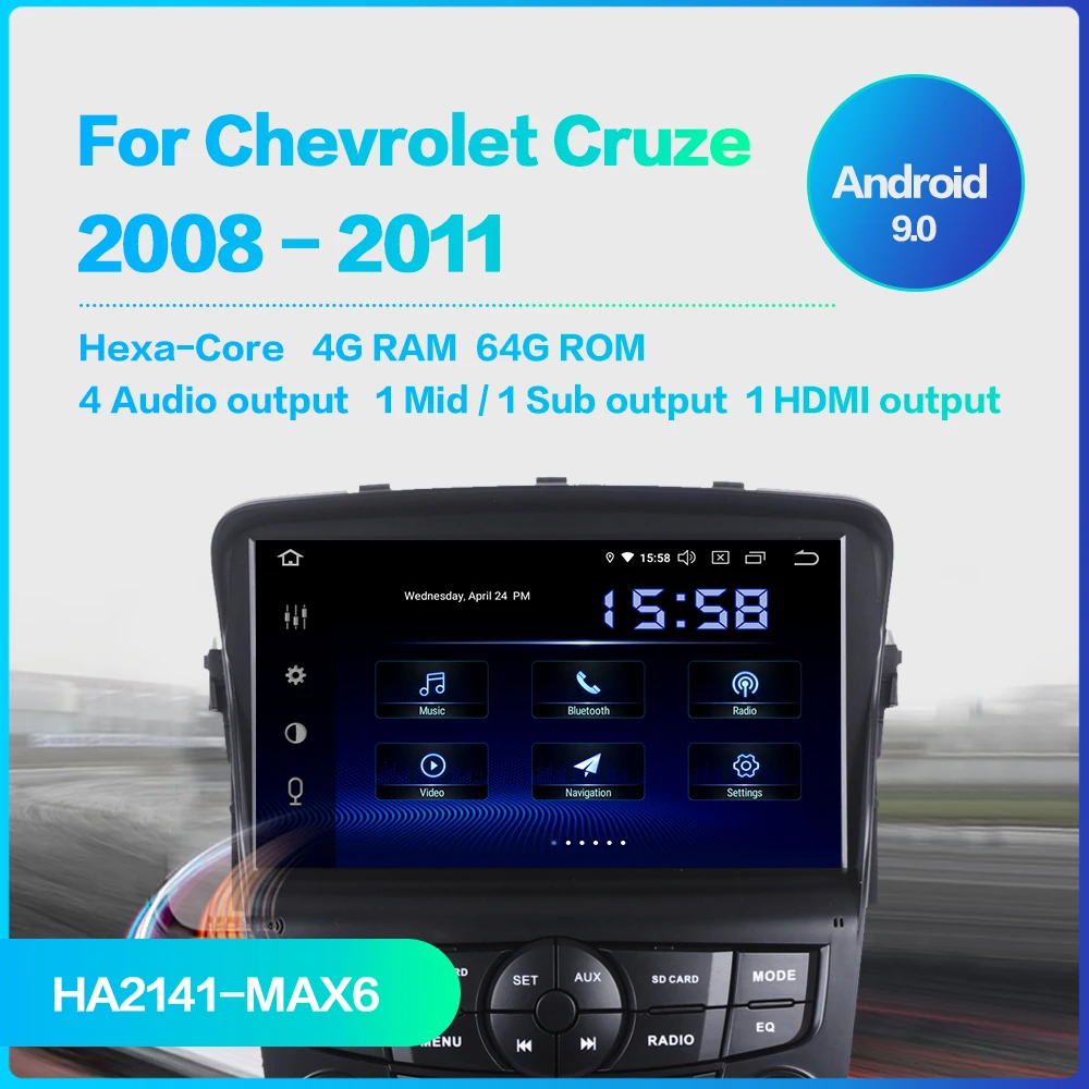 Clearance Dasaita Car 2 Din Android 9.0 GPS for Chevrolet Cruze 2008 2009 2010 2011 Auto Radio 8" Multi Touch Screen Navigation TDA7850 1