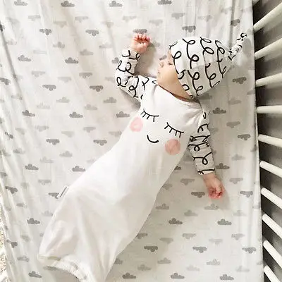 2019 2PCS Newborn Baby Clothes Set Long Sleeve Sleepy Pajamas Bedgown + Hat Set Baby Unisex Night Robe