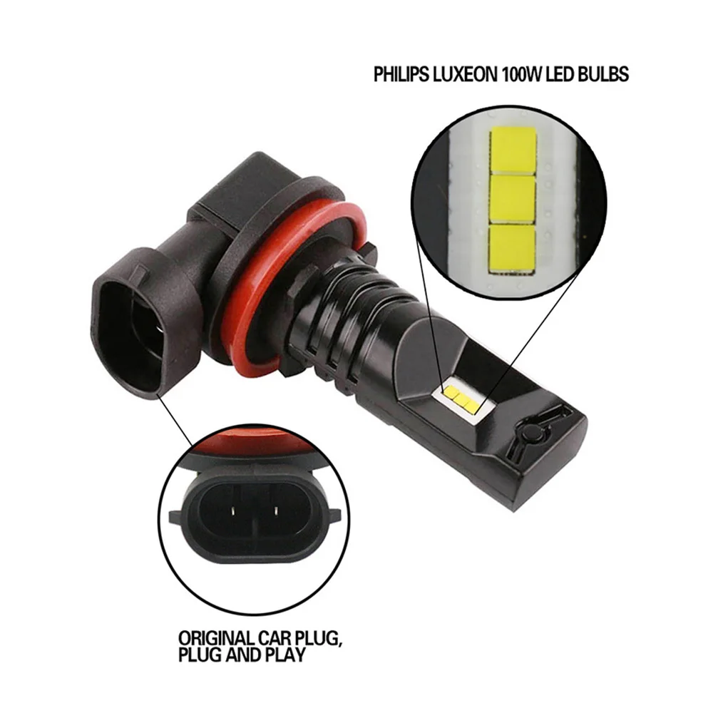 2 шт. светодиодная противотуманная фара H11 30 Вт 6000 К H10 H8 9005 9006 H3 H4 H7 12В 24В для Toyota Camry
