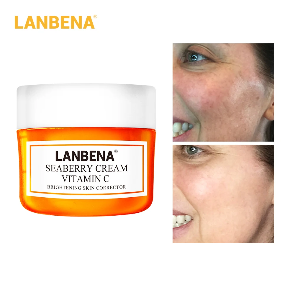 Lanbena Vitamin C Facial Cream Whitening Moisturizing Brighten Improving Dull Skin Peptide Anti Wrinkle Anti Aging Lifting 40g