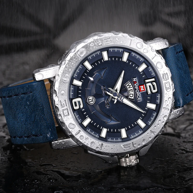 Online NAVIFORCE Herren Uhr Analog Datum Uhr Quarz Armbanduhr Männer Armee Militärische Wasserdichte Luxus Marke Sport Armbanduhren Relogio