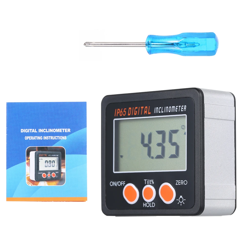 

Digital Inclinometer IP65 Waterproof Aluminum Alloy Shell Electronic Protractor Degree Range Mini Digital Angle Gauge