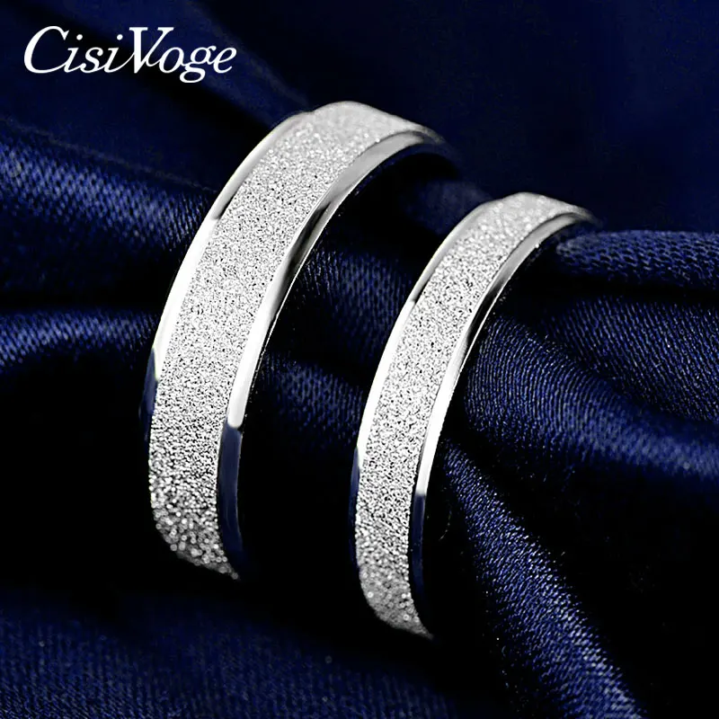 

CisiVoge 925 Sterling Silver Couple Ring Wedding Band Lovers Rings Set Classic Promise Ring For Women Men Dropshipping FO JRC01