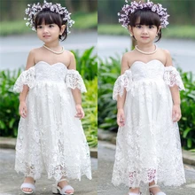 Кружевное платье без рукавов для маленьких девочек летнее платье для маленьких девочек белое кружевное праздничное платье принцессы без рукавов