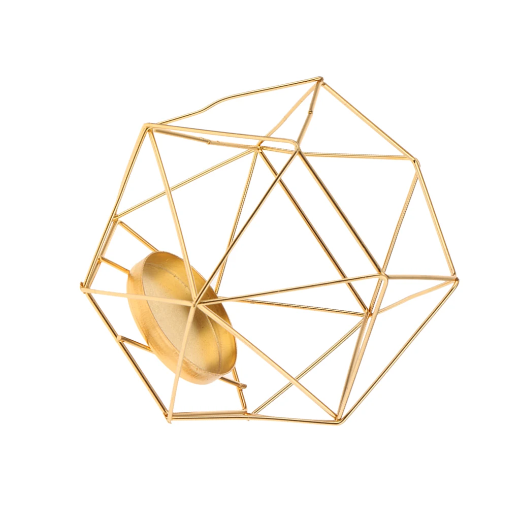 

3D Geometric Wedding Geometric Candlestick Candle Tea Light Holder Gold for Home Decoration Accessories Supplies