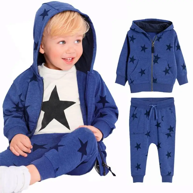 

Autumn Casual Children Boys Clothing Set 2pcs Hooded Coat Pants Tracksuit Long Sleeve Children Clothing Suits Cotton Sport Suit