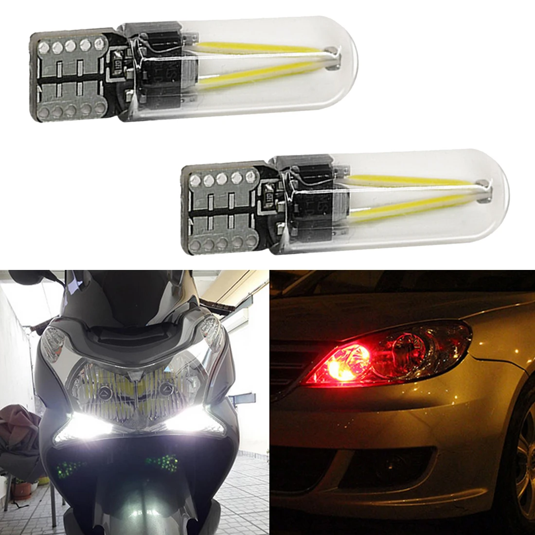 

Universal 3W T10 Headlight Auto Parts Car LED Filament12V Glass Section COB Filament Width Indicator Auto Parking Bulbs