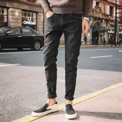Новые осенние черные джинсы Для мужчин тонкий Теплые; больших размеров модные бархатные мыть ретро Повседневное джинсовые штаны человек