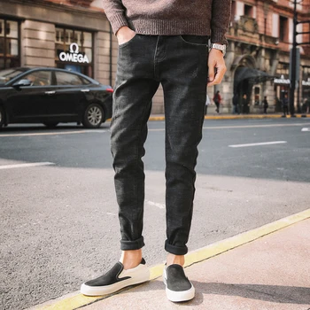 

Autumn New Black Jeans Men Slim Warm Plus Velvet Fashion Washed Retro Casual Denim Pants Man Street Hip Hop Cowboy Trouser Male