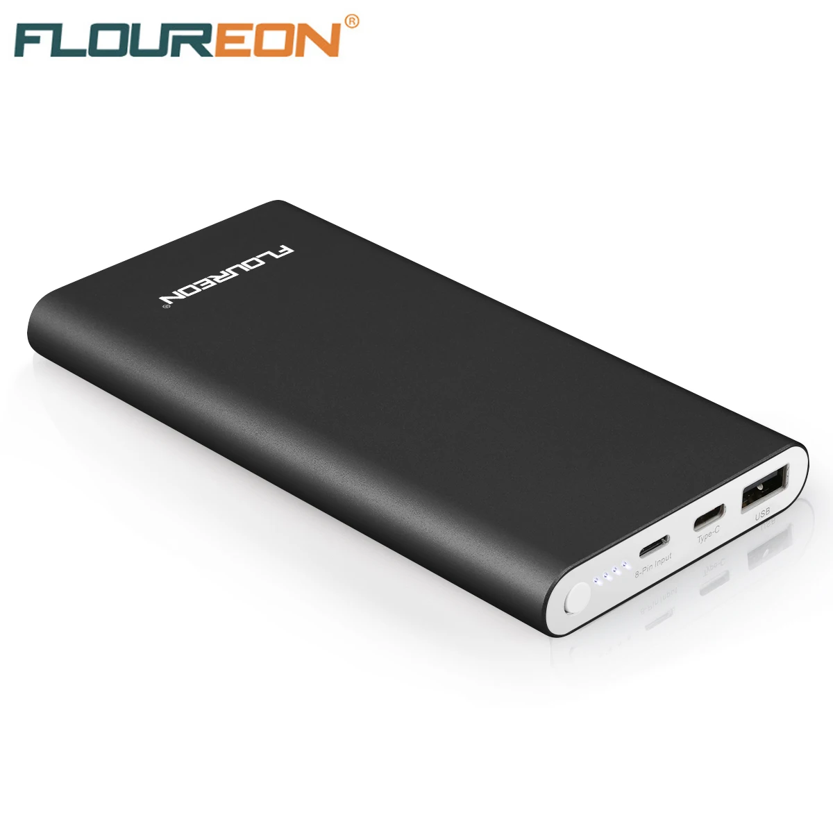

Floureon 12000mAh Power Bank with 3A quick charge Portable Powerbank with Lightning Type C Input for iPhone 8 plus iPad Samsung