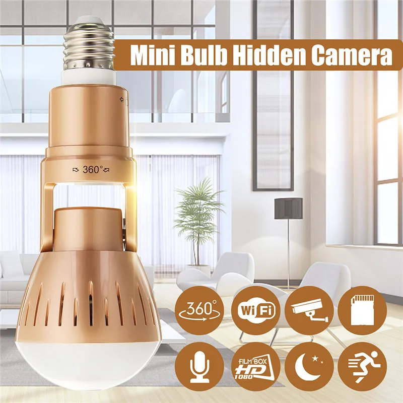 

360 Degree Panoramic 1080P Wifi Camera Wireless LED Light Bulb Camera FishEye CCTV Home Security Bulb Night Vision