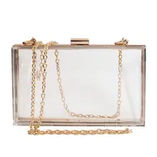 Women Cute Clear Acrylic Box Clutch Crossbody Purse Evening Bag