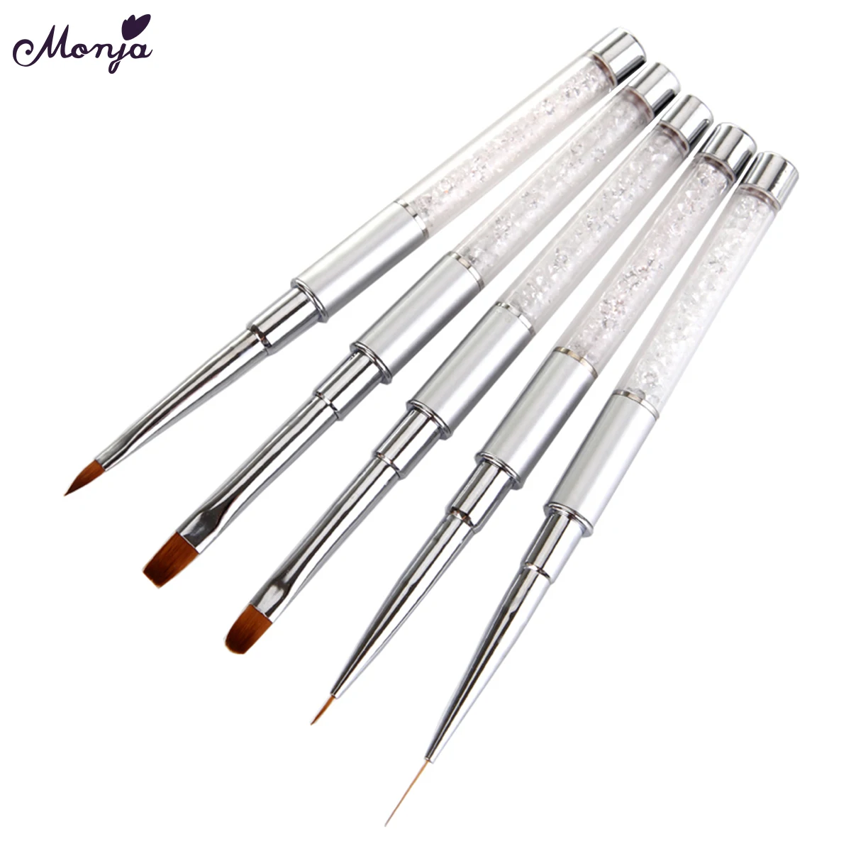 

Monja 5 Style Nail Art Acrylic Liquid Powder UV Gel Extension Builder Brush French Stripes Lines Liner Drawing Painting Pen