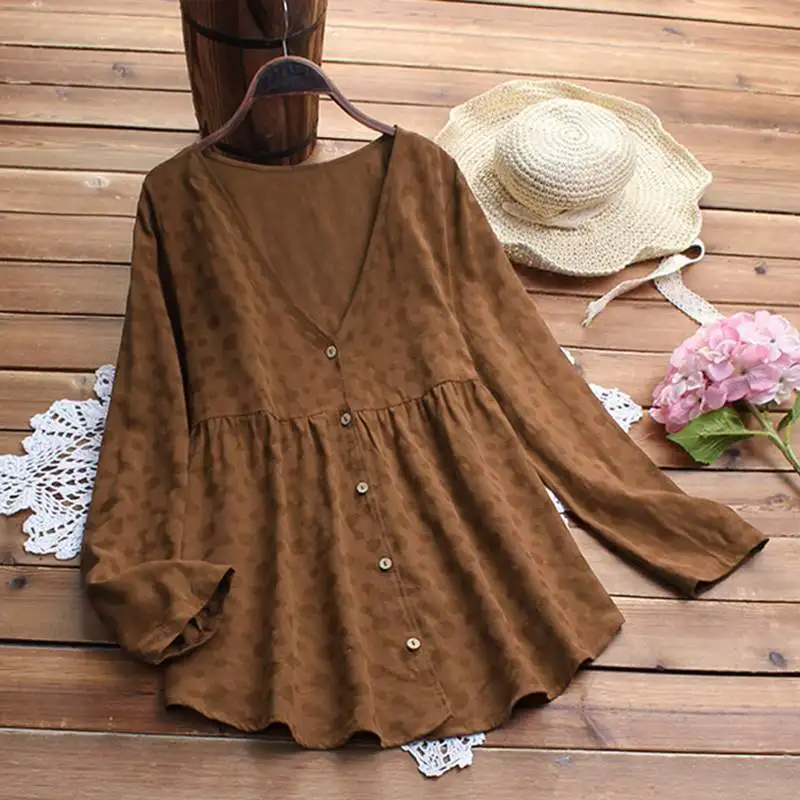 Топ Мода 2019 горошек Blusas Весна повседневное рубашка с длинными рукавами для