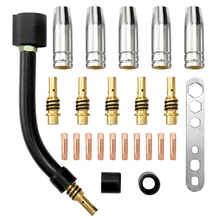 24 шт. 15AK фонарь расходный электрод щит чашка ссылка кончики стержней гусиная шея изгиб для MIG 15AK MIG устройство сварочный аппарат