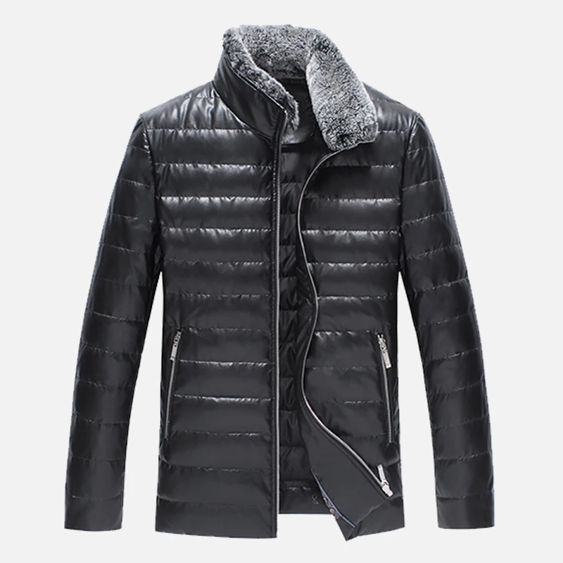 Новые роскошные кожаные зимние куртки Для мужчин одежда черный Повседневное осень Для мужчин s зимние пальто хлопковая стеганая куртка