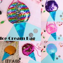Новые горячие девушки сумка-мешок для детей мальчик блестками сладкое мороженое сумка вечерние пляжная сумка портмона