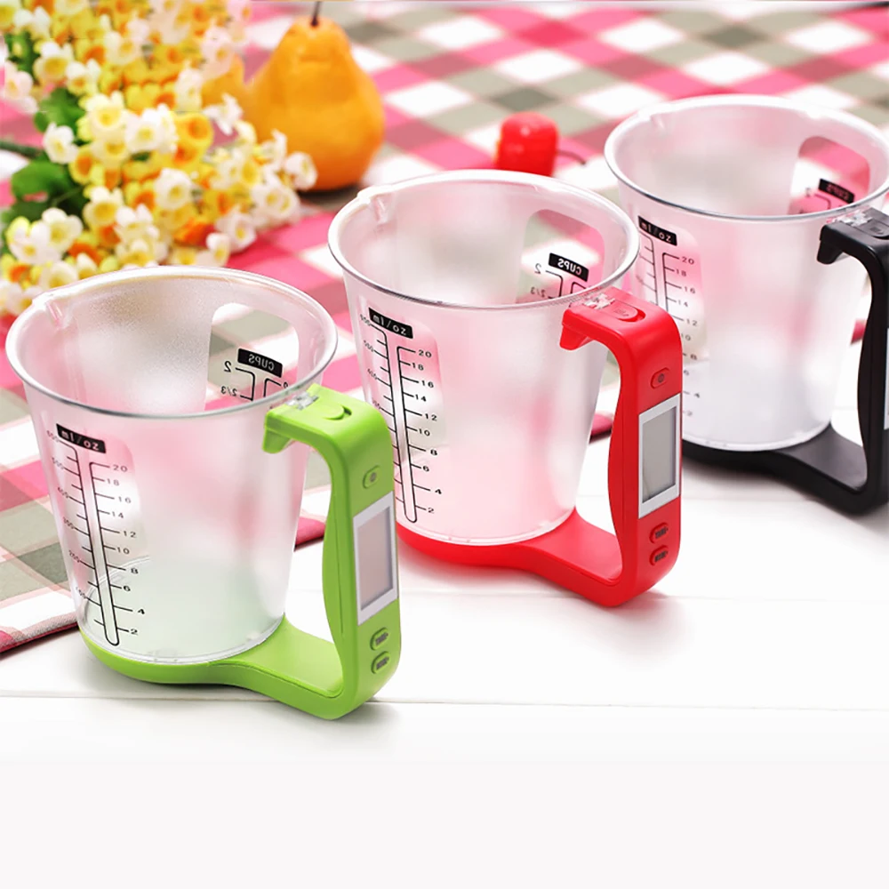 

Hostweigh Measuring Cup Kitchen Scales Digital Beaker Libra Electronic Tool Scale with LCD Display Temperature Measurement Cups