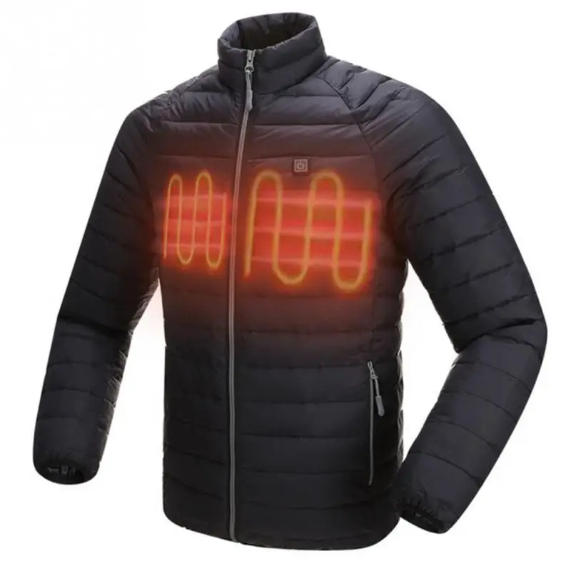 Winter USB Heating Jackets Men Women Feather Down Cotton Heated Coats