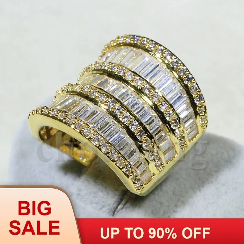 Victoria Wieck Fashion Big Jewelry T-shape AAAAA zircon cz wedding band ring for women Yellow Gold Filled Engagement Ring | Украшения и