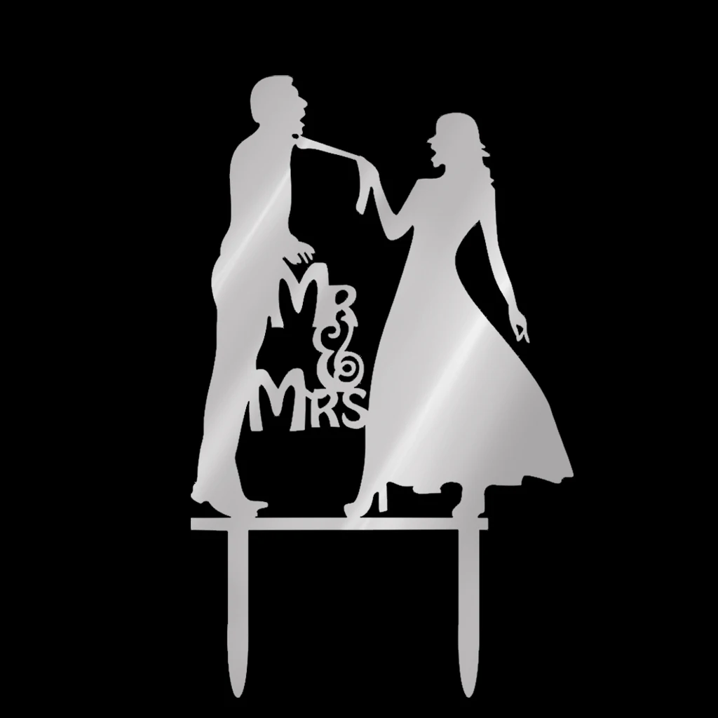 Жених невесты силуэт Mr & Mrs Свадьба юбилей торт Топпер Декор Keepsake|Товары для