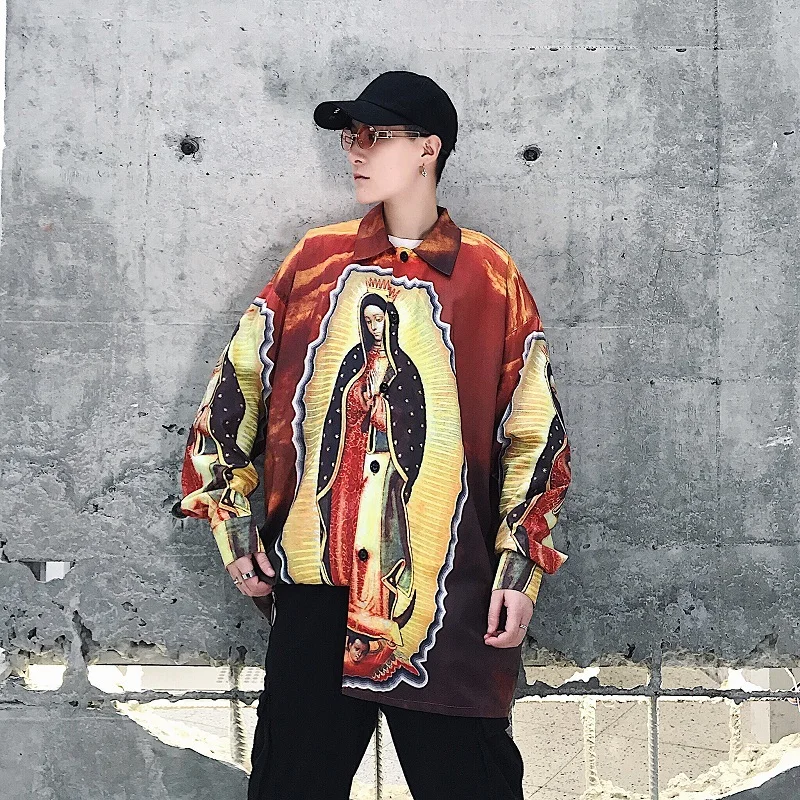 

2019 Men's Satin Silk Fabrics Printing Male Coats Hawaiian French Cuff Brand Fashion Trend High-quality Shirts Plus Size M-XL