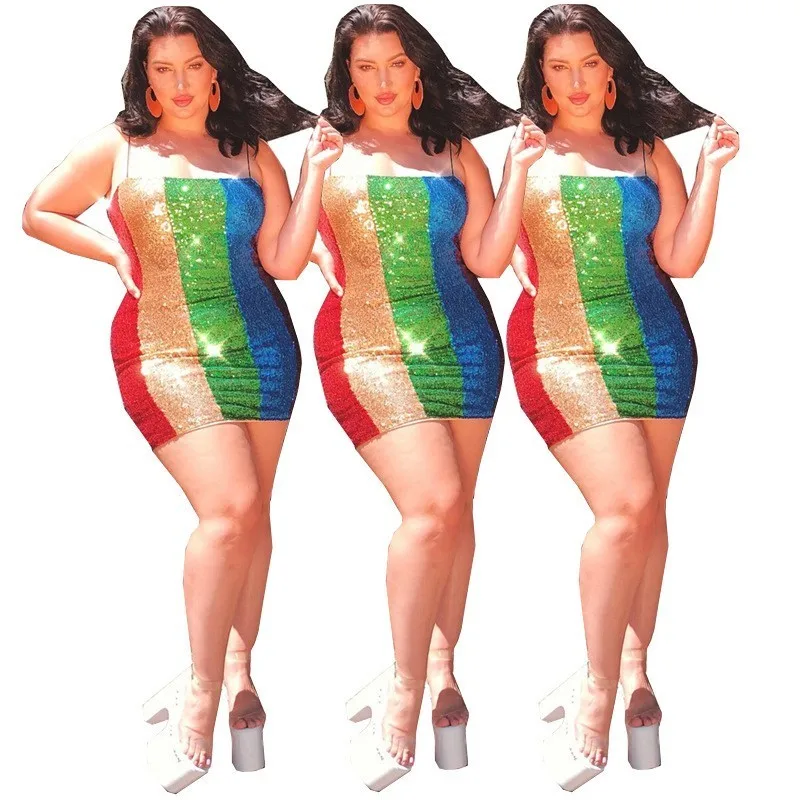 

glitter rainbow sequin dress suspender sexy women bodycon party dresses ukraine elbise womens clothing backless mini club wear