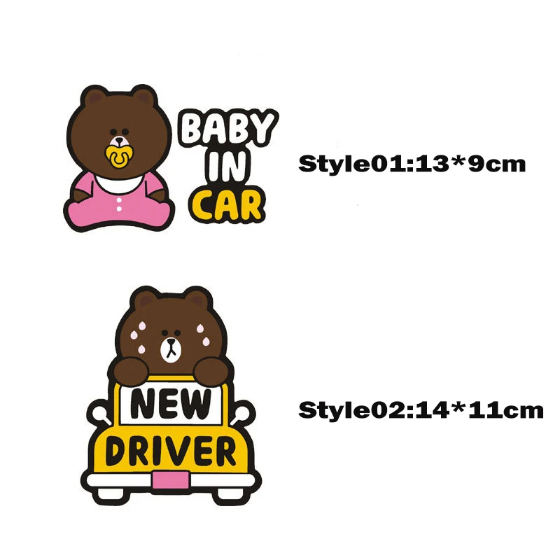 

2 Styles Car Sticker Line Town Brow BABY IN CAR Warning Decal Reflective Vinyl Sticker for BMW Volkswagen Toyota Honda