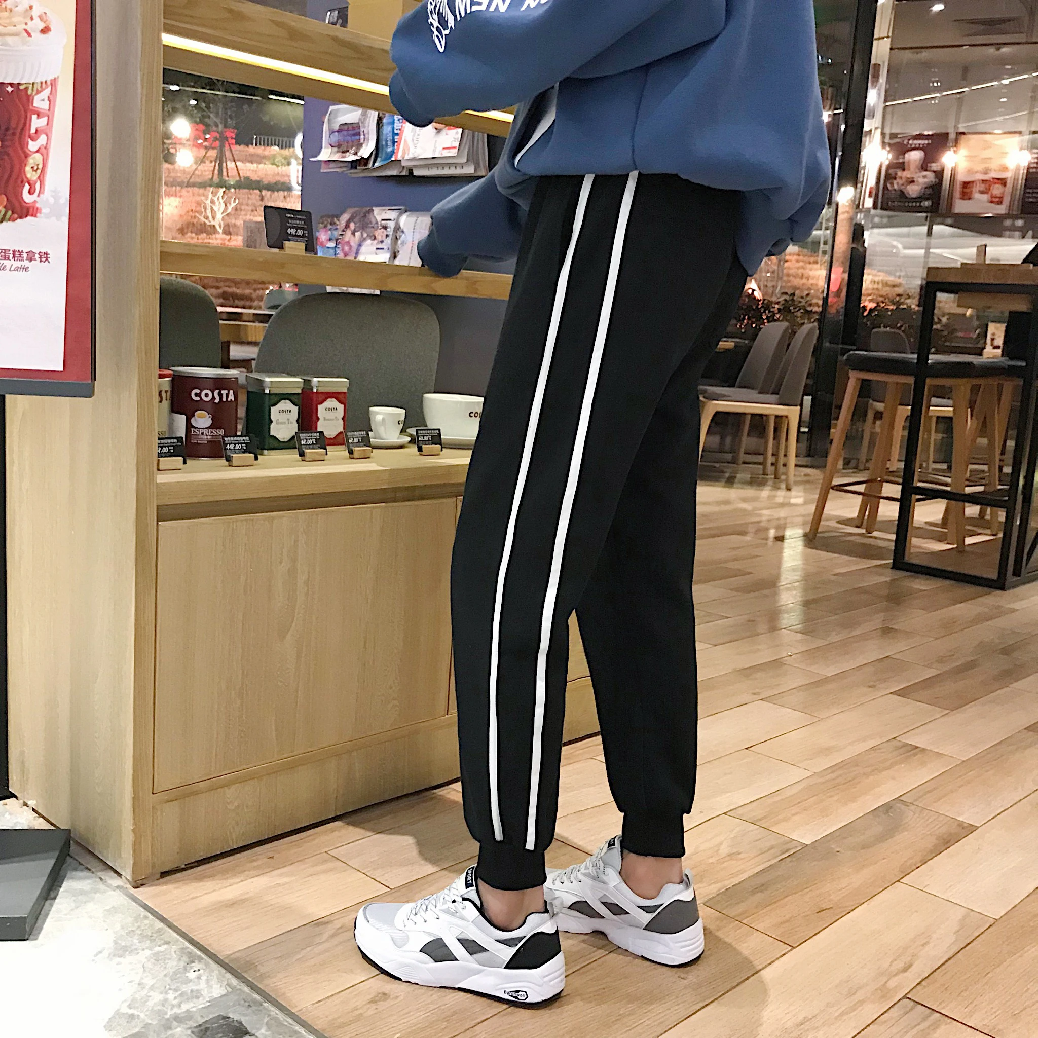 Winter Men's Personality New Casual Sports Pants M-2XL Loose Temperament Solid Color Wild Simple Thickening Youth Straight