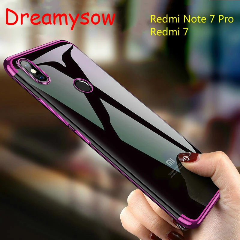 

Redmi 7 Note 7 6 5 Pro Cases On Redmi 7 Go 6 6A 5Plus 5A Soft Transparent Plating TPU Back Cover For Xiaomi Mi9 9SE 8 Lite 6X 5X