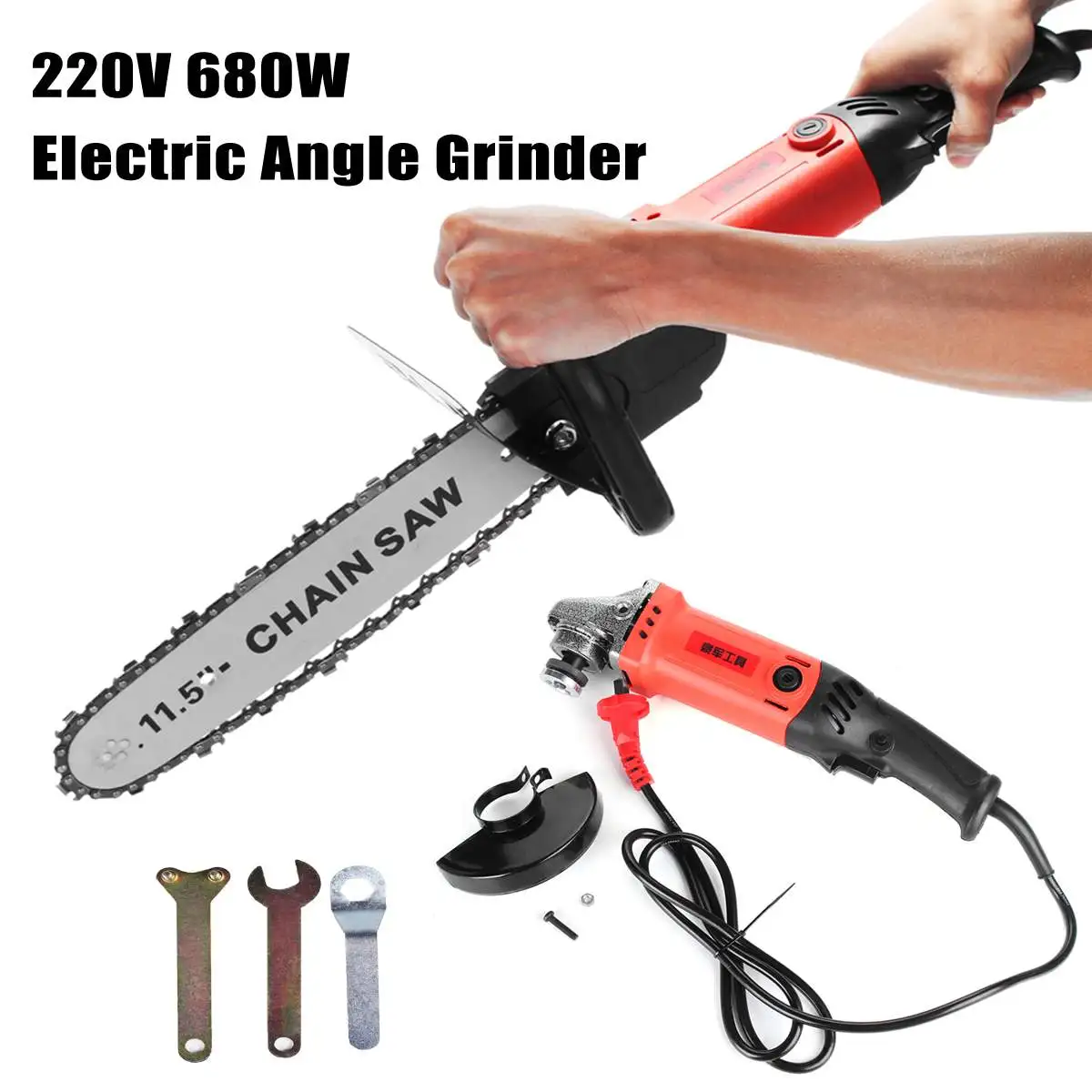 

12000rpm 220V 680W 100mm Electric Angle Grinder Spindle M10 Chainsaw Bracket Change Ngle Grinder Metal Cutting Tool Power Tool