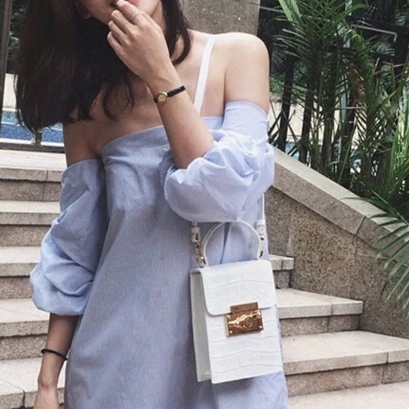 

[Super Seabob] 2019 Spring Summer Woman New Blue Color Alligator Pattern Many Usage Flap PU Leather Shoulder Bag All Match LM112
