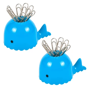 

2 Sets Paper Clips and Organizer Whale Shape Decorative Magnetic Pins Organizer Holder for School Home