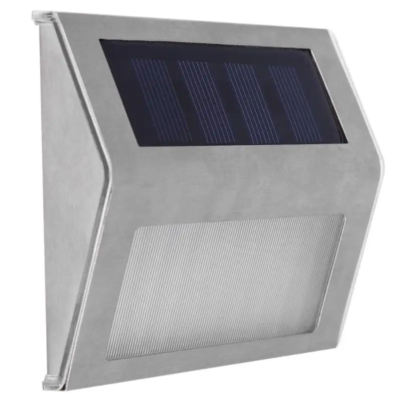 

Outdoor Waterproof 3 LED Solar Lights Garden Pathway Stairs Lamp Stainless Steel LED Lights Solar Panel Wall Lamp Stair Lighting