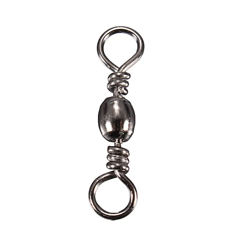 100PCS Fishing Swivel Barrel Swivel Solid Rings Stainless Steel Sea Fishing Hooks Connector Rolling Swivel for Sea Fishing
