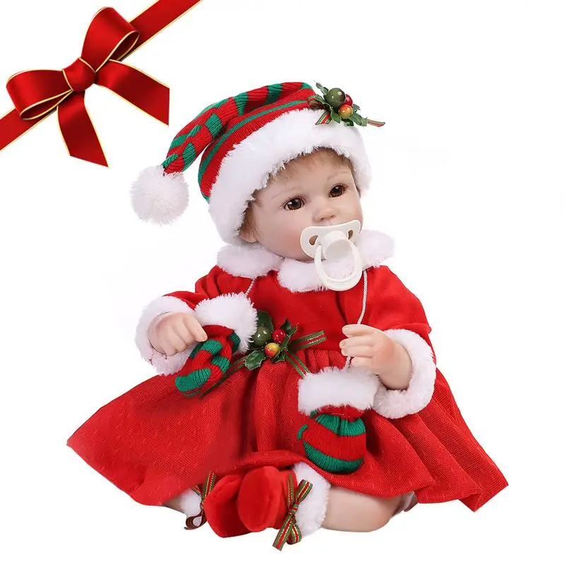 

40cm Silicone Reborn Baby Doll christmas girl doll set bebe reborn for girl's toy Brinquedo for photography prop fast shipping