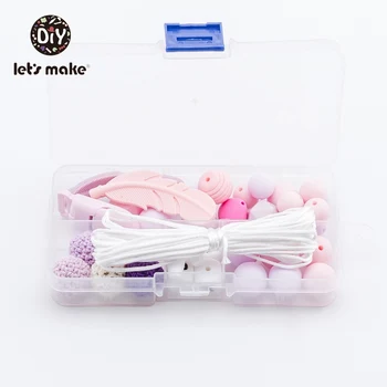 

Let's Make Silicone Beads Set DIY Pacifier Clip Chain BPA Free Silicone Feather Nursing Teething Necklace Accessories Teethers