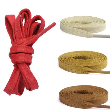 

1 Pair Waxed Flat Shoelaces Waterproof Casual Shoes Laces Unisex Boots Beige 2019 New Fashion Lady Men Red Light Brown Shoelace