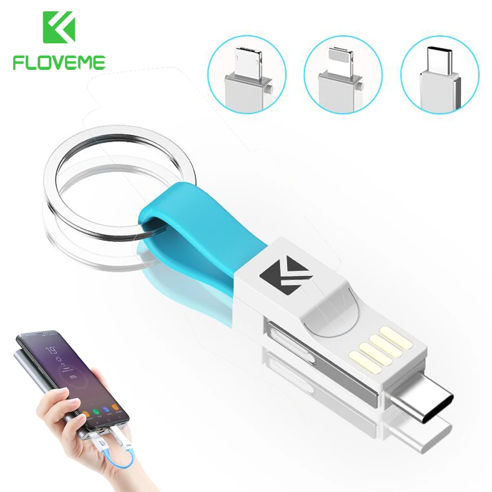 FLOVEME 3 в 1 usb type C микро-usb брелок USB кабель для iPhone samsung быстрое зарядное устройство синхронизации данных зарядный кабель портативный