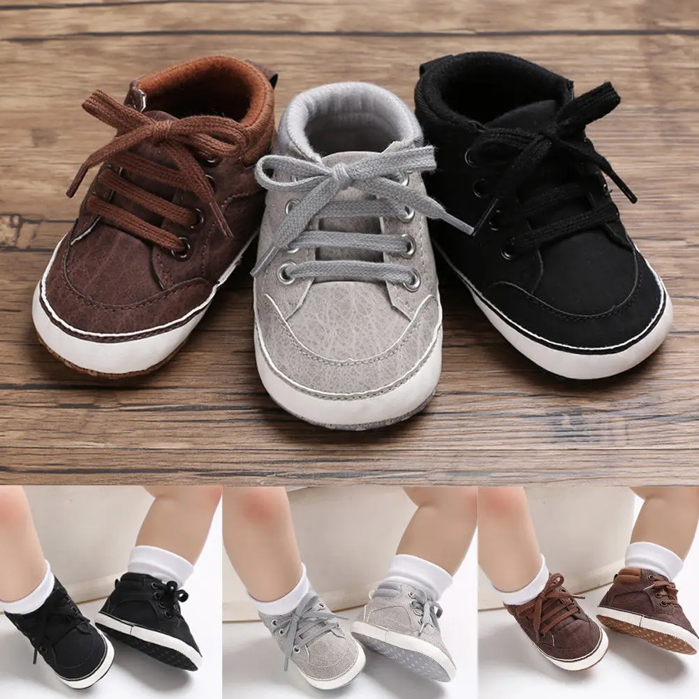 

Fashion Newborn Baby Casual Shoes Toddler Girls Boys PU Lace Up Soft Sole Sneaker Infant Kids Crib Shoes For 0-18month