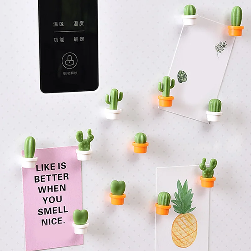 

Fashion Cute Cactus Post Mini Fridge Magnets Refrigerator Message Sticker Magnet Button 6pcs/Set Magn Creative