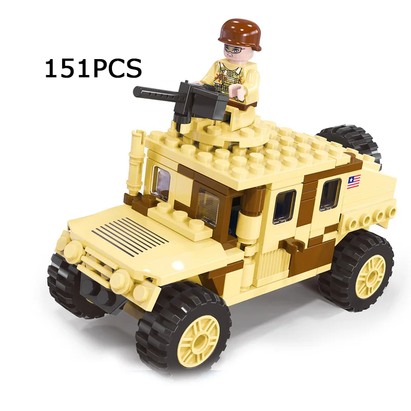 

23100New Military World Hummer with 151Pcs Small Particle Early Education DIY Toys Building Blocks