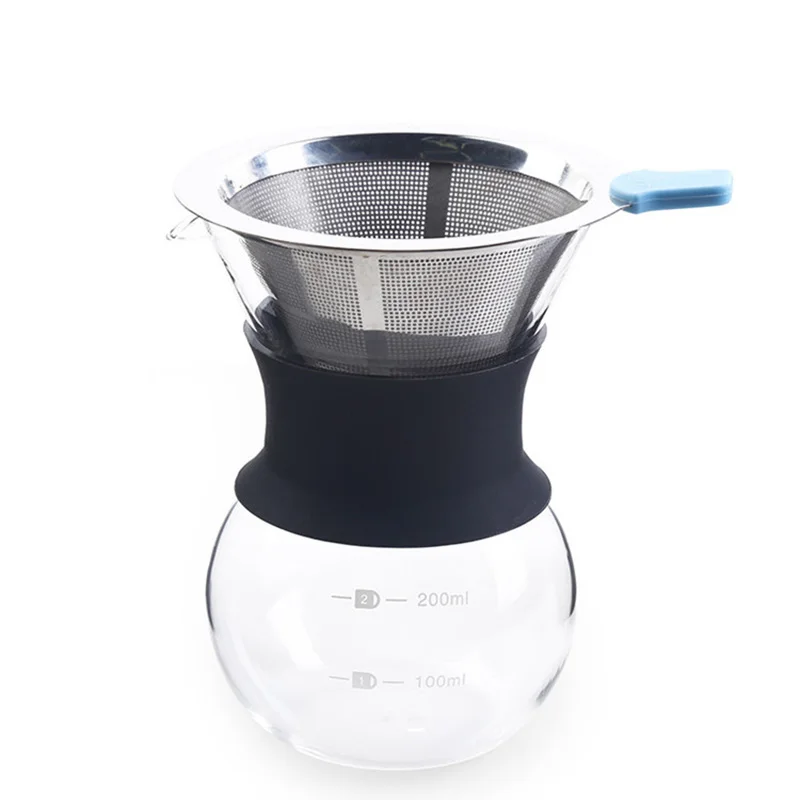 

Stainless Steel Mesh Cone-shaped Coffee Dripper Funnel Filter Tea Strainer Silicone Grip