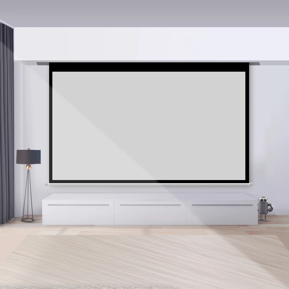 BYINTEK Brand Luxury Moterized 100inch 16:9 Electric Home Theater Outdoor Movie Wall Matte White Projector Projection Screen