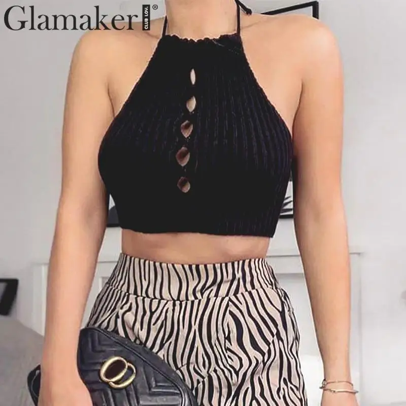 Женский трикотажный топ Glamaker уличная одежда с открытой спиной и вырезом