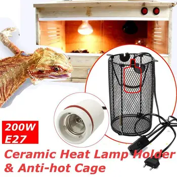 

AC 220V 200W Reptile Ceramic Lamp Holder + Thermo-light Switch + Cage + Ceramic Heating Lampshade