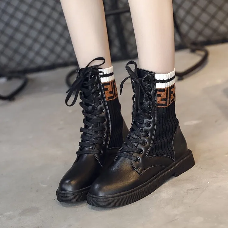 Calcetines Plataforma Showed Color Elástica 2018 Invierno Moda Encaje Bajo Goma Moto As Mujer Banda Tacón Botas De E4qBwCZ