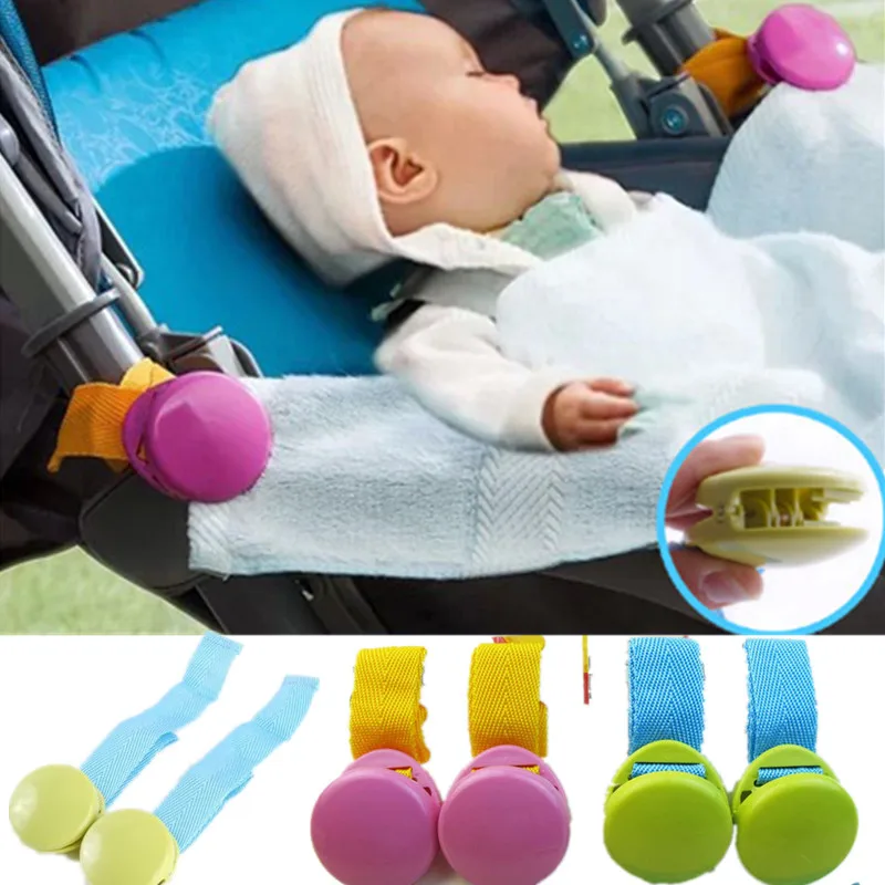 

2019 Delicate Baby Stroller Accessory 2pcs/lot Glossy Multicolour Anti Tipi Clip Blanket Clip For Baby